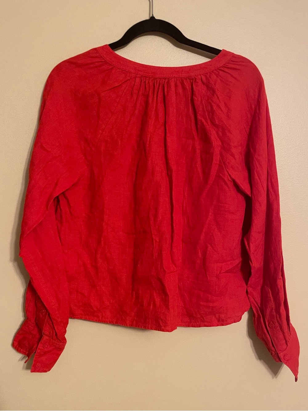 J.Crew cabana top pure linen red blouse long sleeve office work size small - Picture 7 of 7